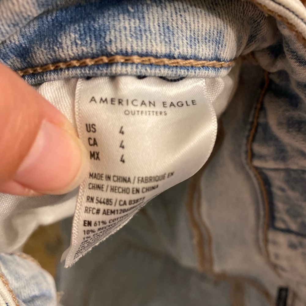 American Eagle Light Wash Ripped Jean Shorts - Picture 7 of 7
